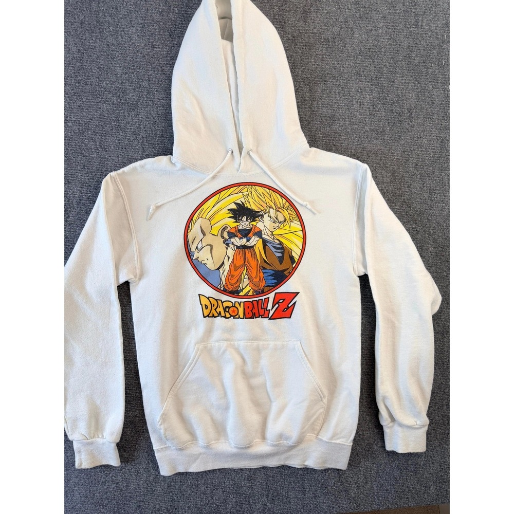 Dragon Ball Z‎ Mens Hoodie S White Graphic Print Pullover Fleece Anime